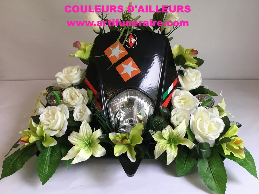 composition florale moto motard deux-roues