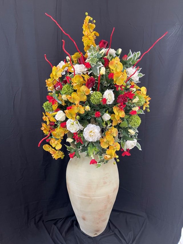 amphore poterie terre cuite fleur artificielle