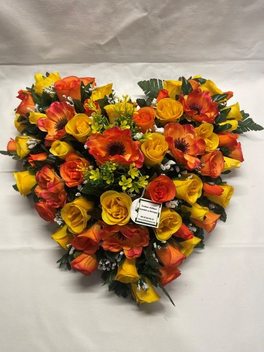 COEUR DE ROSE ET ANEMONES JAUNE ORANGE